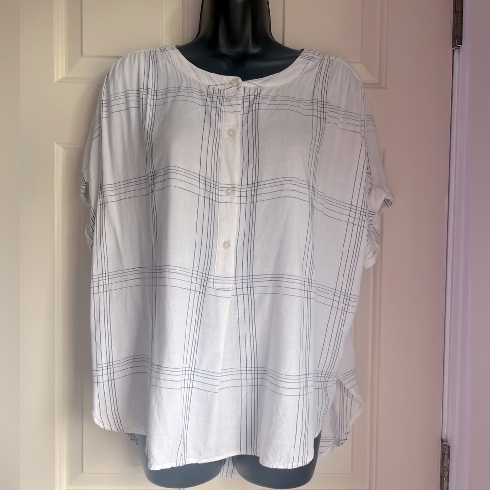 Loft White Plaid Women's Top